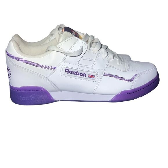 Reebok Workout plus Leather Popsicle Shoes Men's  White/Purple Training 9.5 - Picture 2 of 16